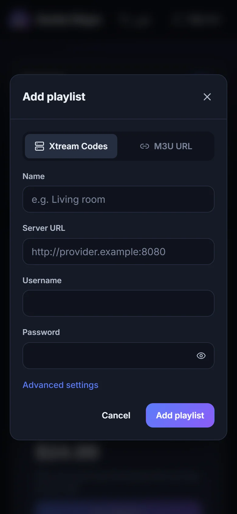 Adding a playlist from a phone in the NovArc portal.